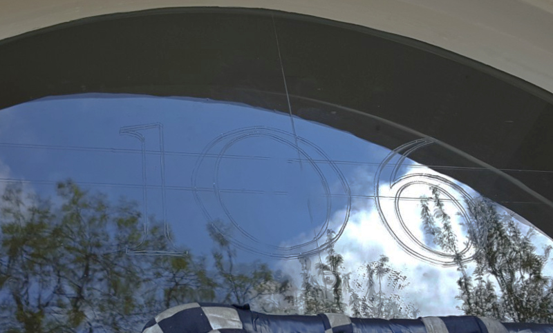 Fanlight number transferred onto the inside of the glass using a Stabilo pencil.