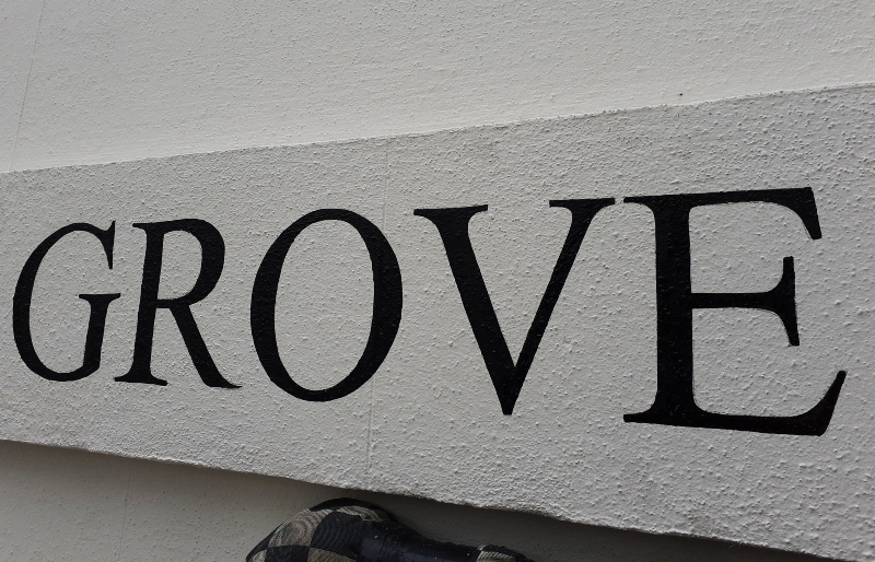 Completed painted property name lettering for Grove Lodge on Admiral's Walk in Hampstead.