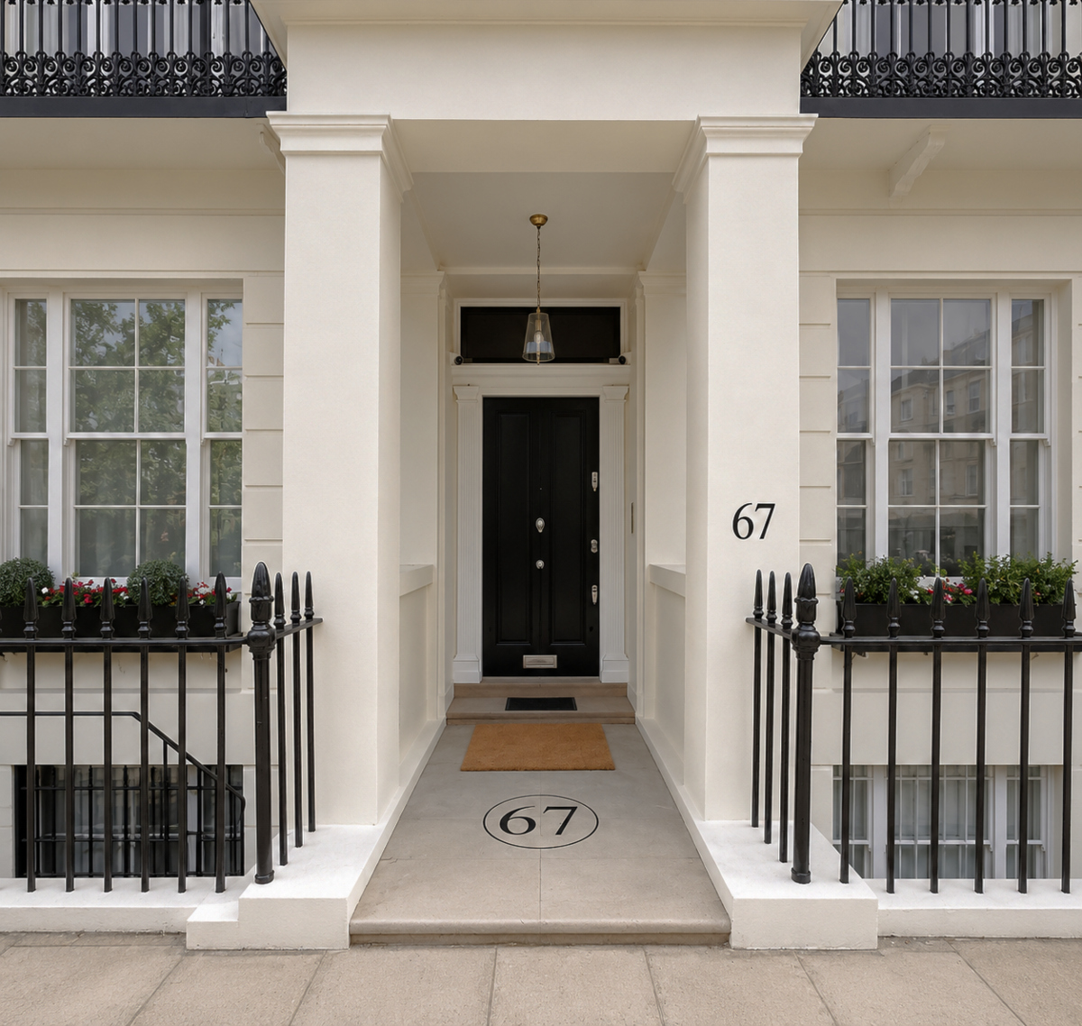 Architectural entrance numbering on Belgravia residential property