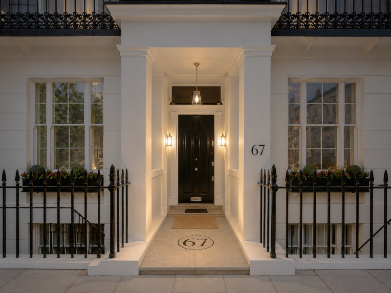 Prestigious residential entrance lettering on Belgravia property