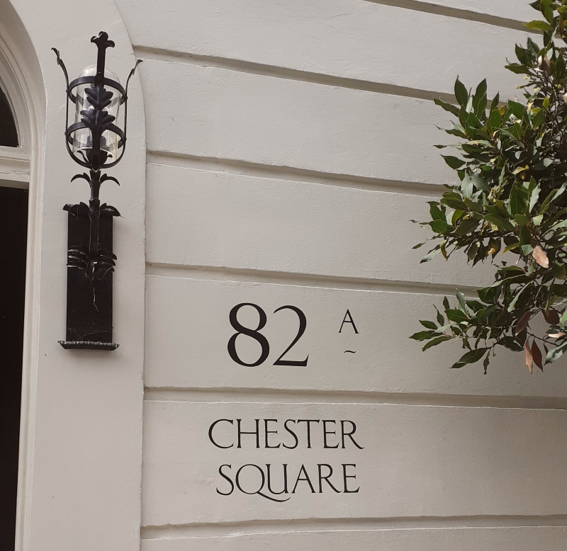 Trajan style exterior address lettering painted by hand