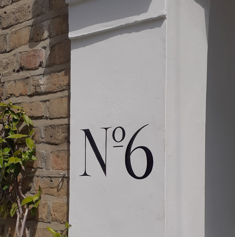 Architectural house number signwriting for period residential property