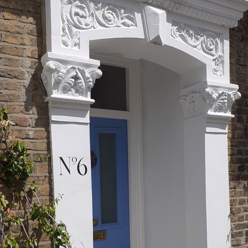 House number lettering on Victorian residential property in London