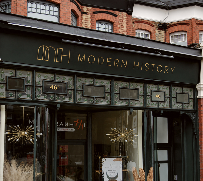 Gold leaf signwriting applied to boutique London shopfront