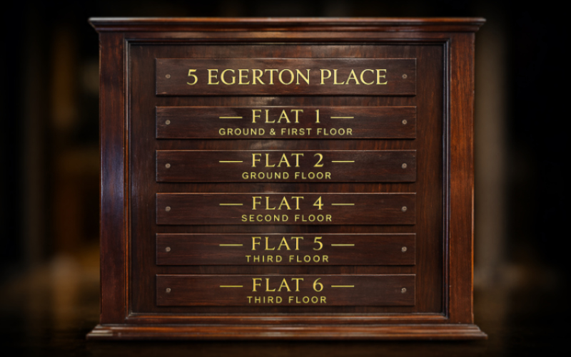 interior apartment directory sign London