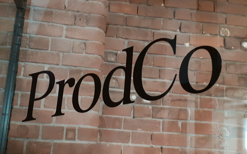 hand painted glass lettering office interior London