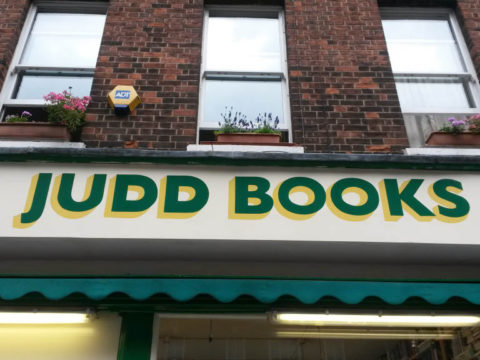 a book shop in london given the sign writers touch